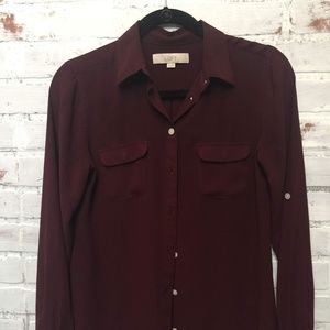 LOFT burgundy button down